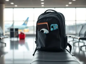Namiot na trawie i obok rozłożone niezbędne rzeczy na biwak: plecak, śpiwór, latarka, kubek i mapa.